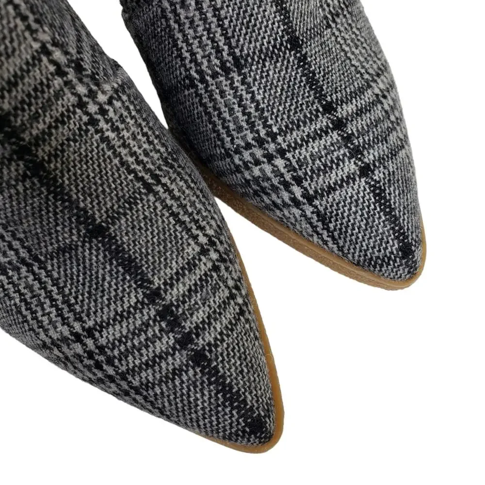JESSICA SIMPSON Womens 7.5 Crais Black White Plaid Wedge Bootie NEW